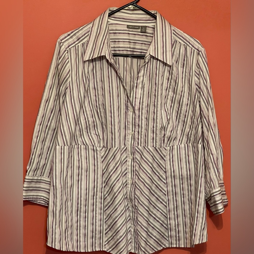 Apt. 9 Striped Button Down Shirt with Notched Collar